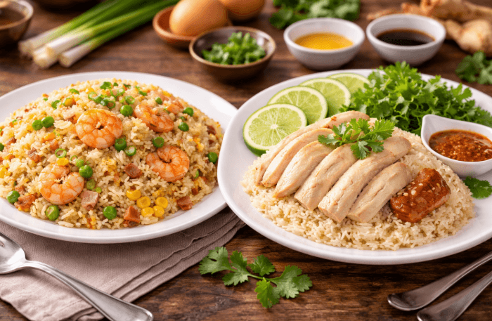 チャーハンとカオマンガイ向き