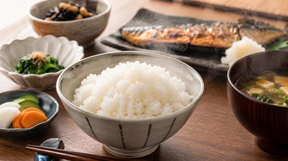 彩のかがやきの味の特徴をイメージした和食と炊き立てご飯