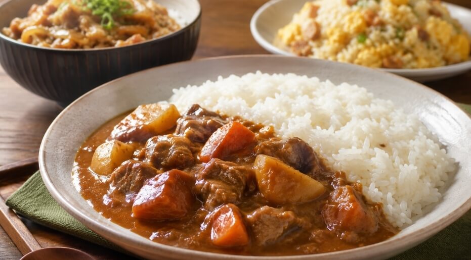 ゆきん子舞と相性が良いカレーライスやチャーハンの食卓