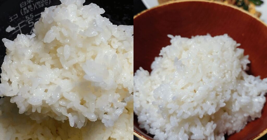 ご家族応援米をお椀によそったご飯の様子