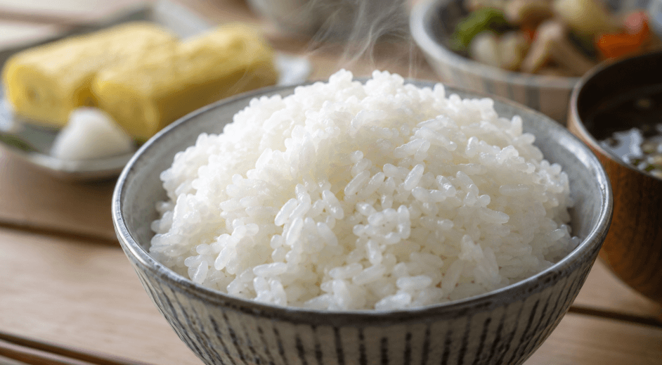 大粒で粒立ちが良くつやのある炊きたての朝日米